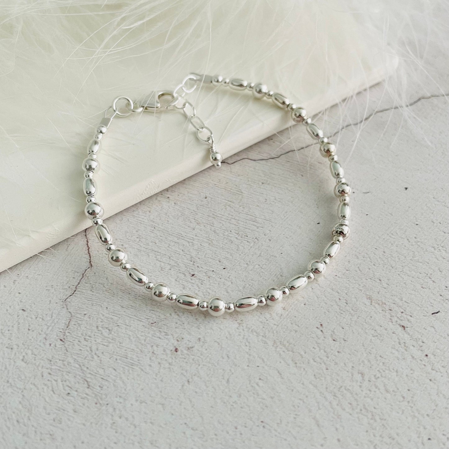 Layering bracelet in Sterling Silver, Bead Bracelet for Women