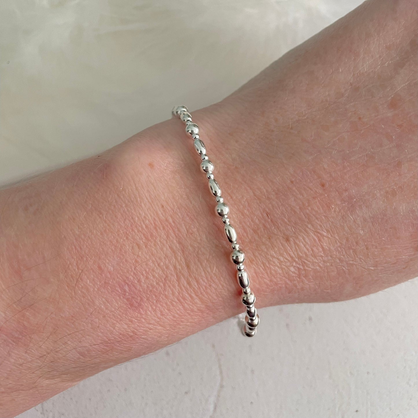 Layering bracelet in Sterling Silver, Bead Bracelet for Women