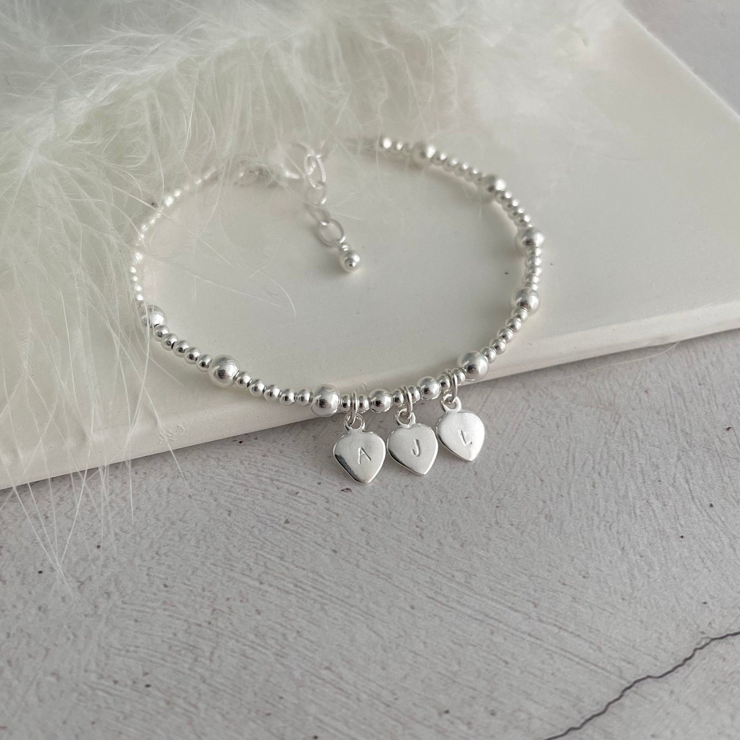 Personalised Family Initials Bracelet in Sterling Silver, Dainty Monogram Jewellery