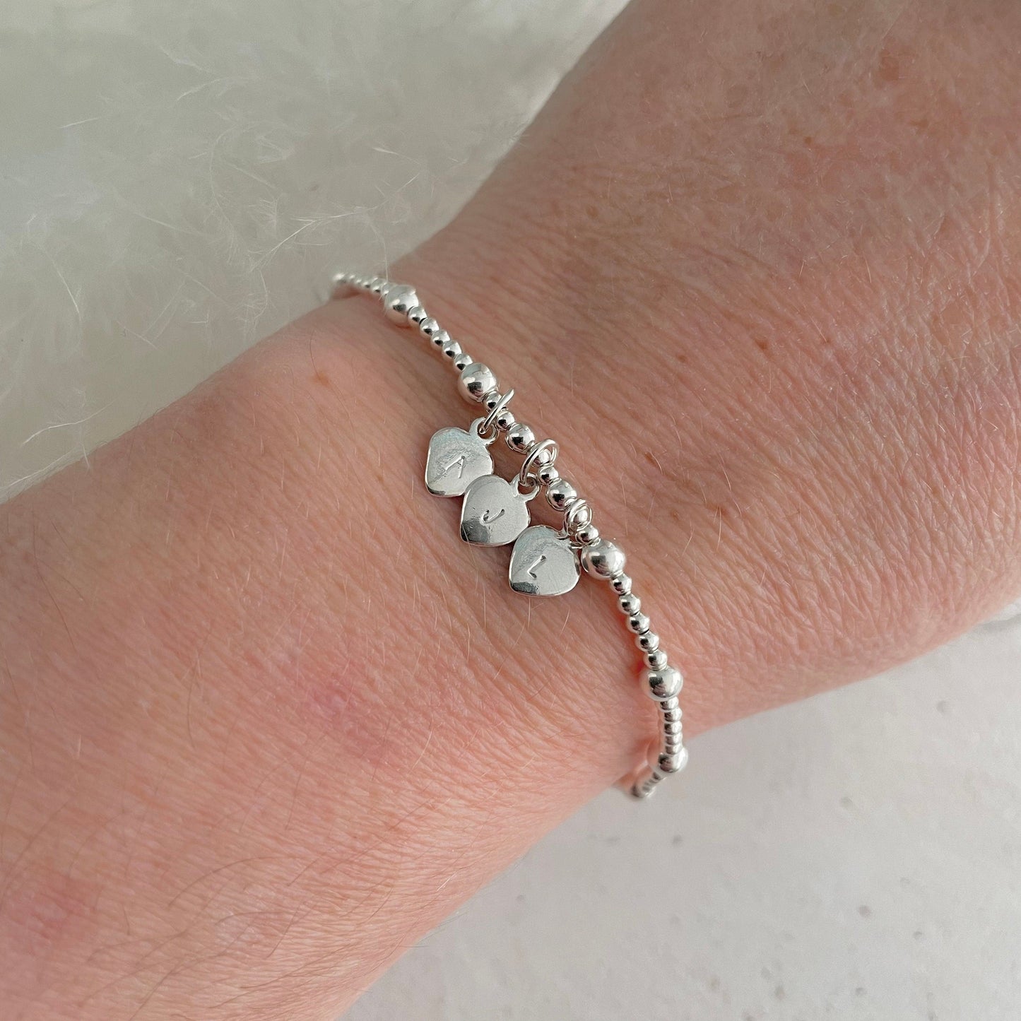 Personalised Family Initials Bracelet in Sterling Silver, Dainty Monogram Jewellery