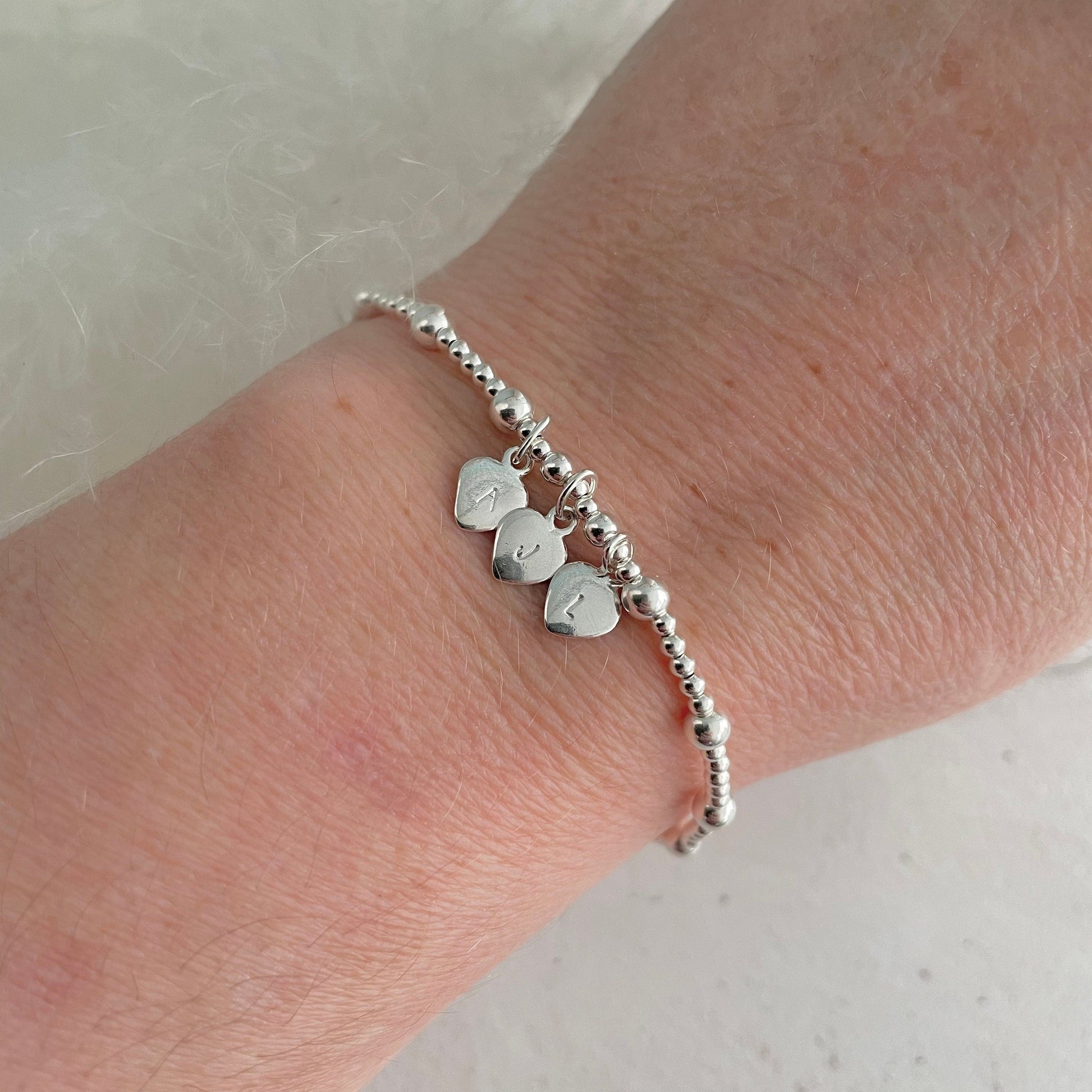 Personalised Family Initials Bracelet in Sterling Silver, Dainty Monogram Jewellery