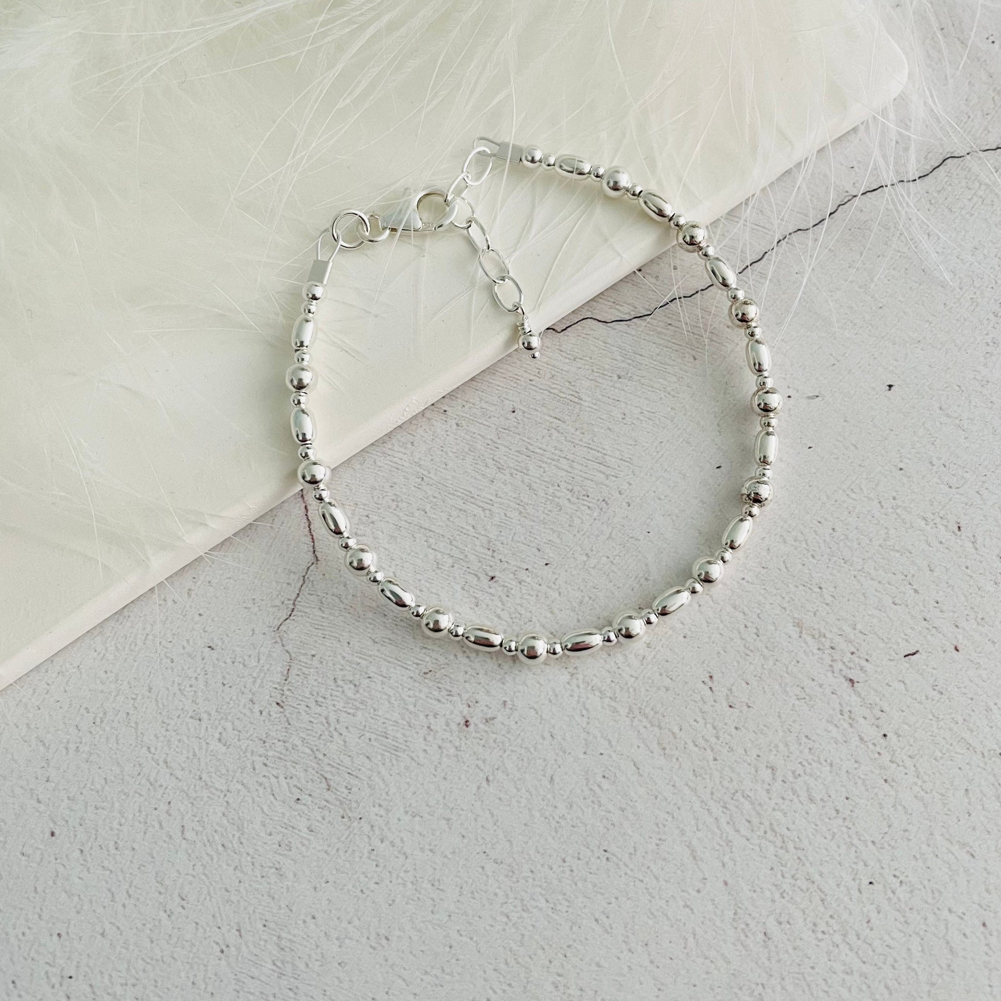 Layering bracelet in Sterling Silver, Bead Bracelet for Women