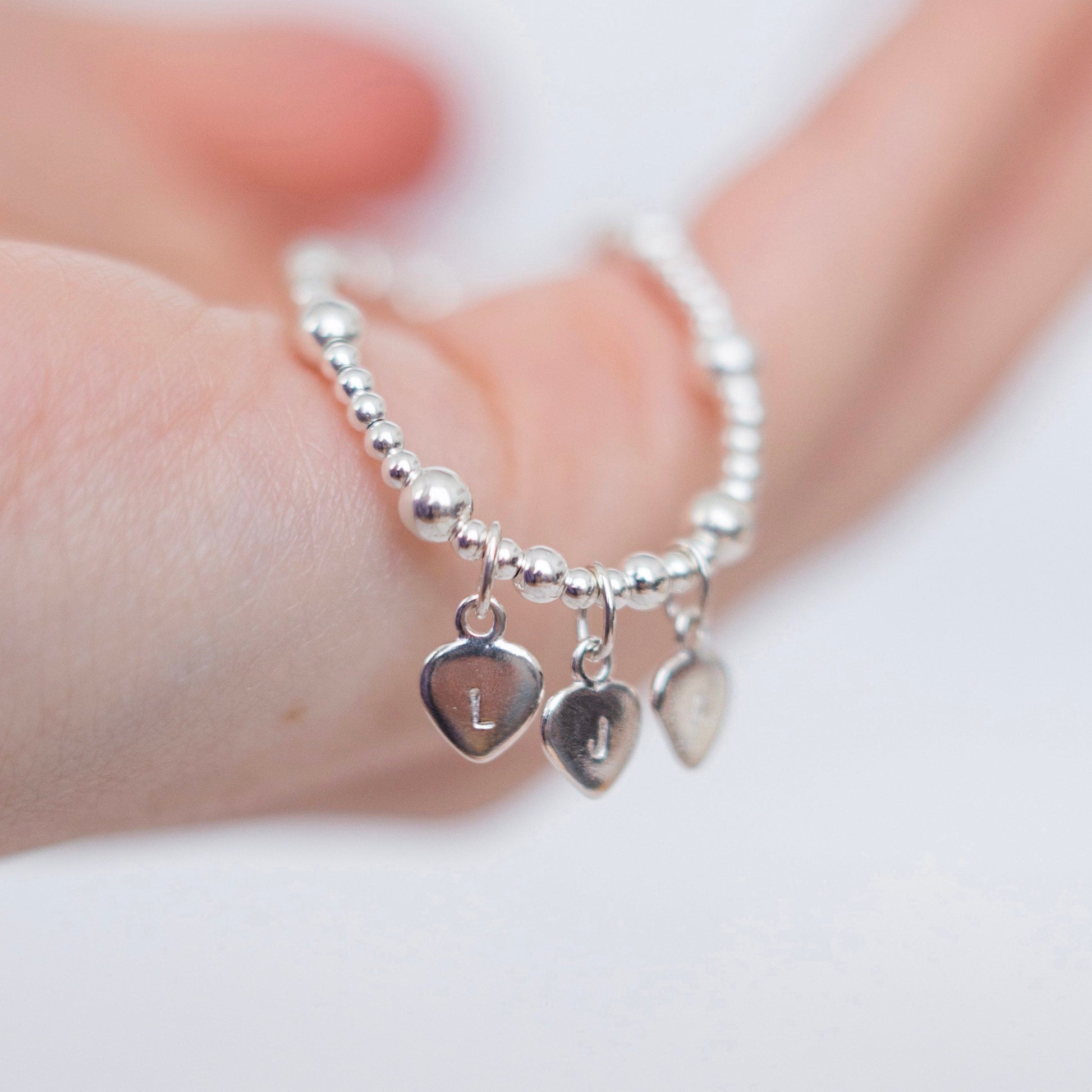 Personalised Family Initials Bracelet in Sterling Silver, Dainty Monogram Jewellery