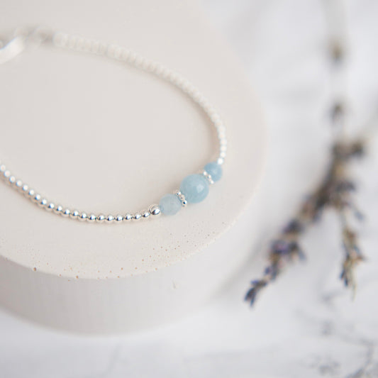 Dainty Aquamarine Bracelet, March Birthstone nft