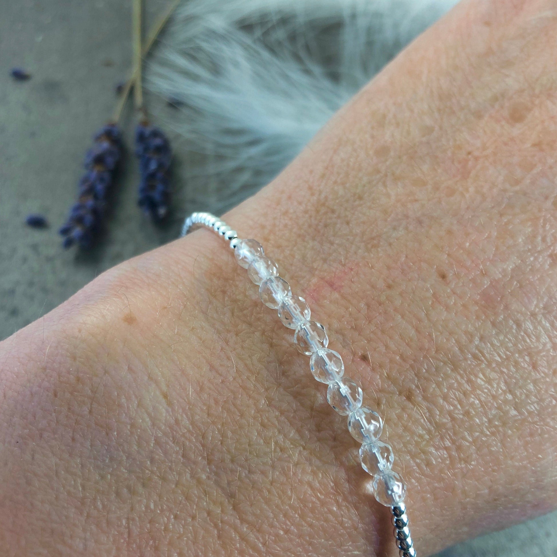 Dainty crystal quartz bracelet, April Birthstone bracelet