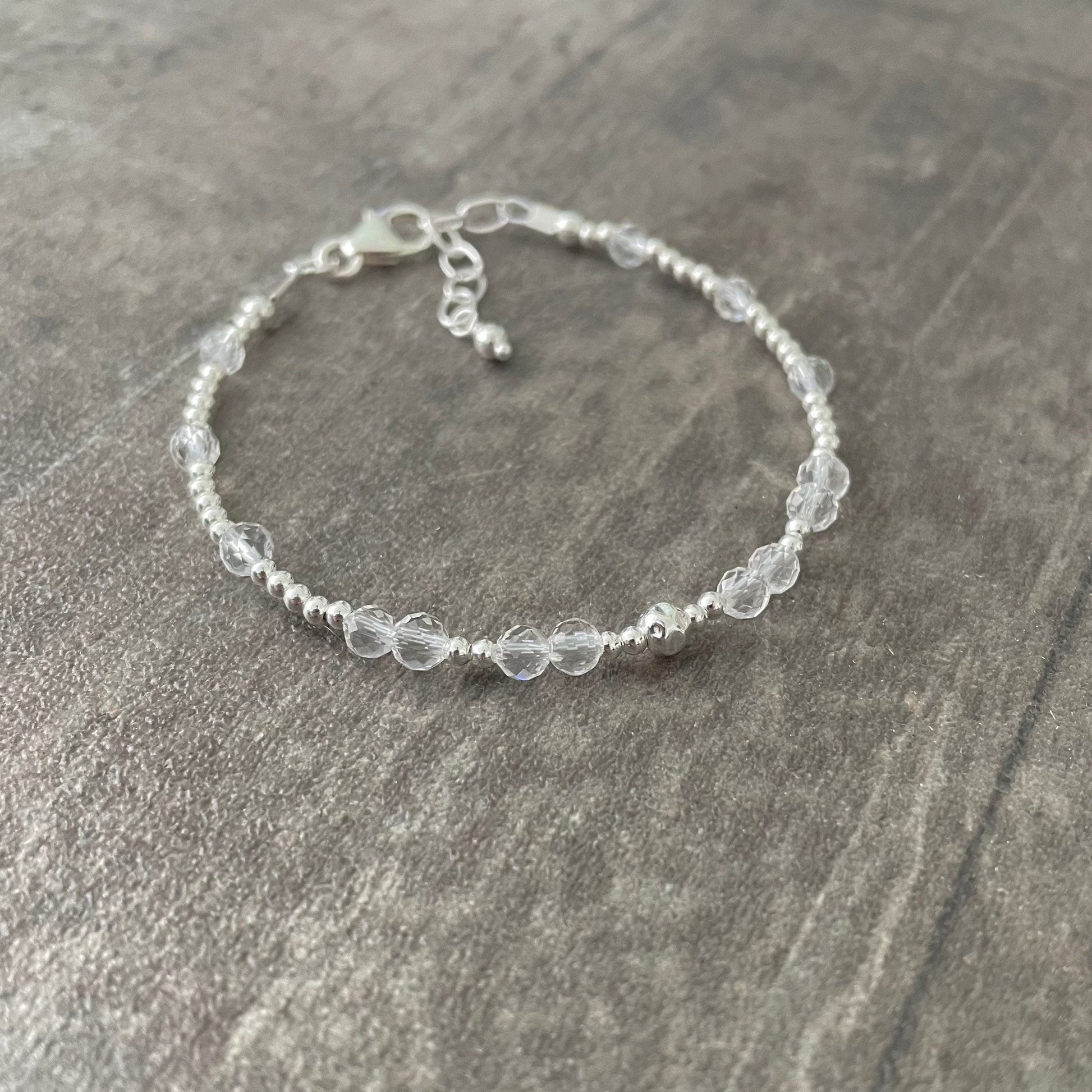 Clear Rock Quartz bracelet, April Birthstone Gift nft