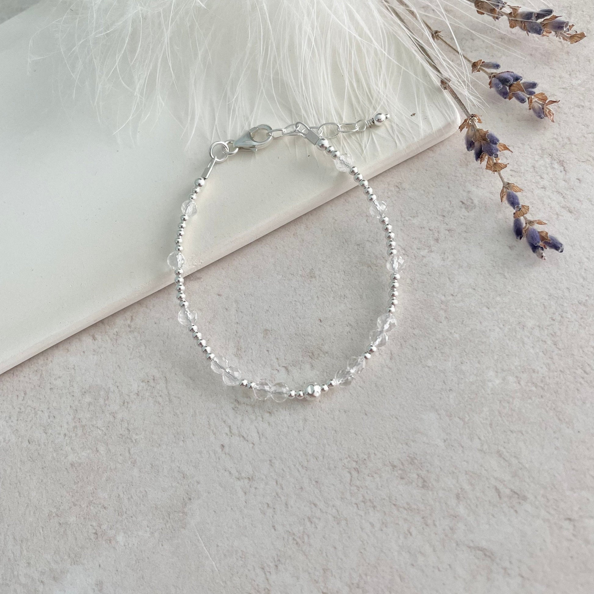 Clear Rock Quartz bracelet, April Birthstone Gift nft