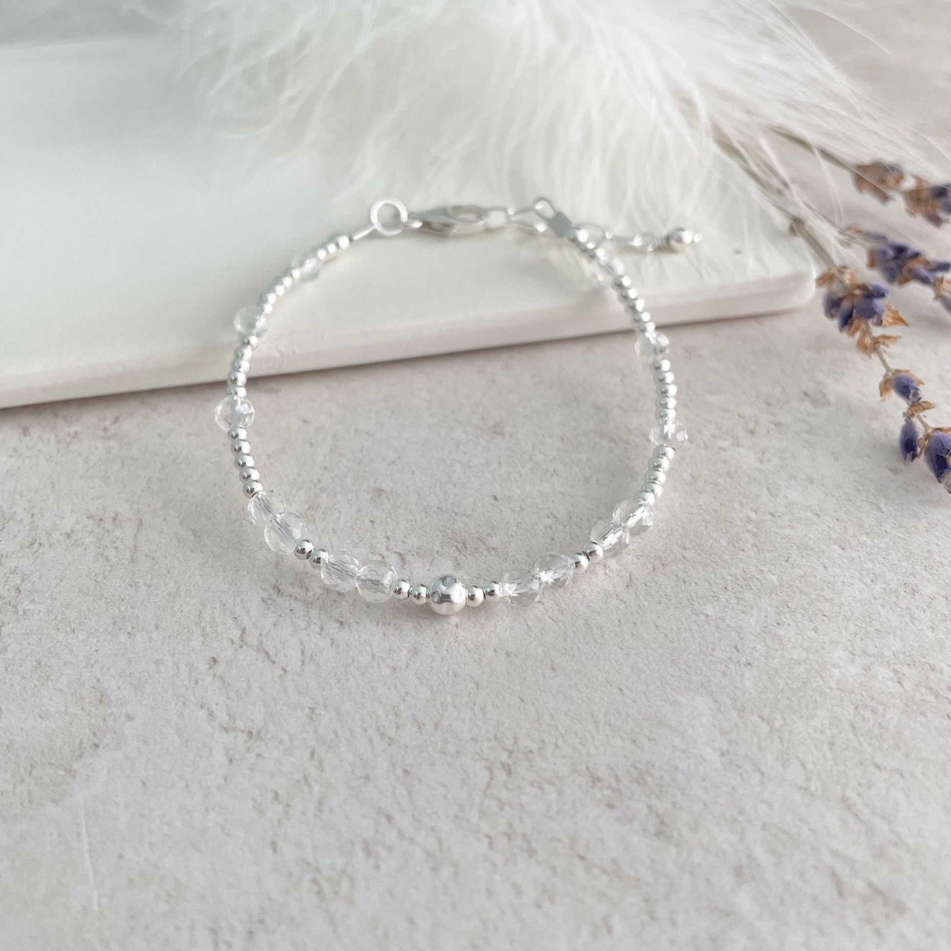 Clear Rock Quartz bracelet, April Birthstone Gift nft