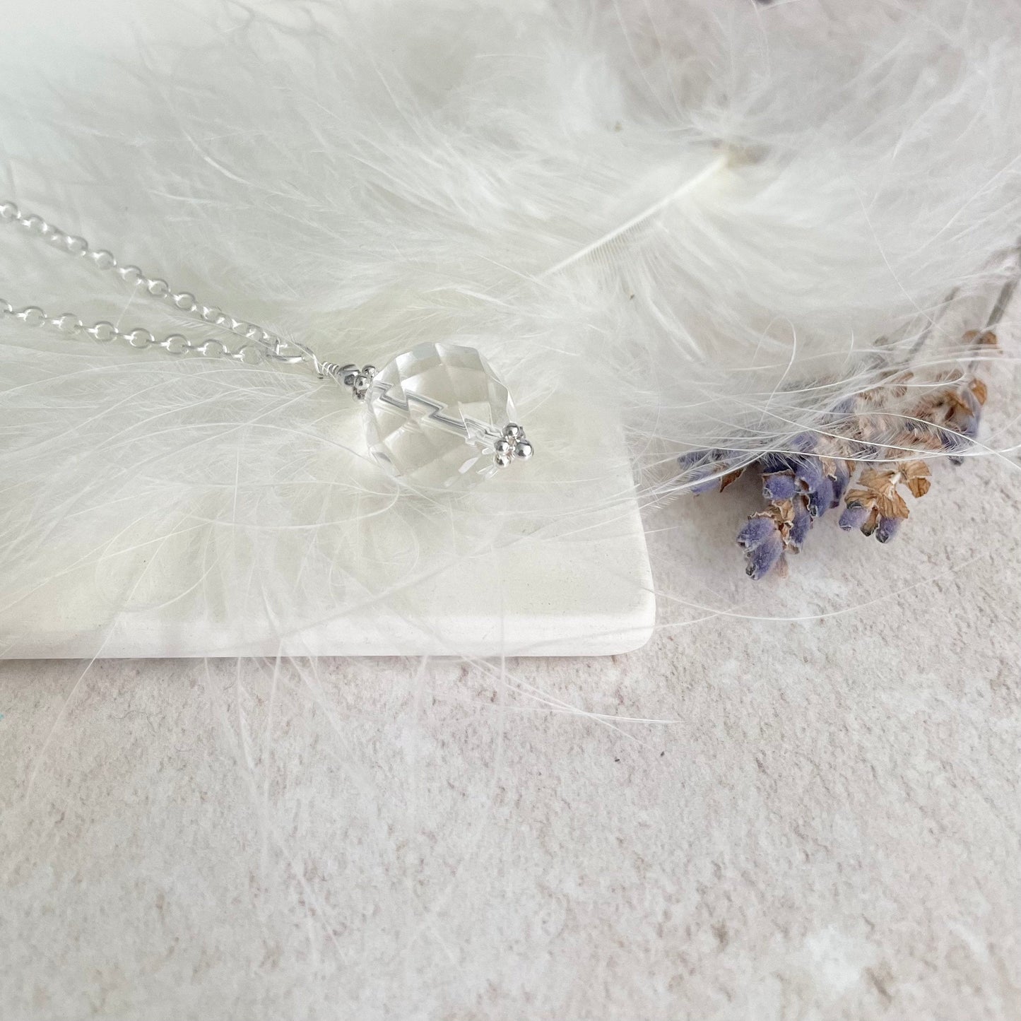 Clear Quartz necklace, april birthstone