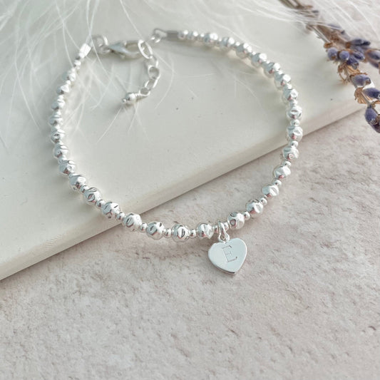 Personalised Heart Charm Bracelet, Sterling Silver bracelet nft