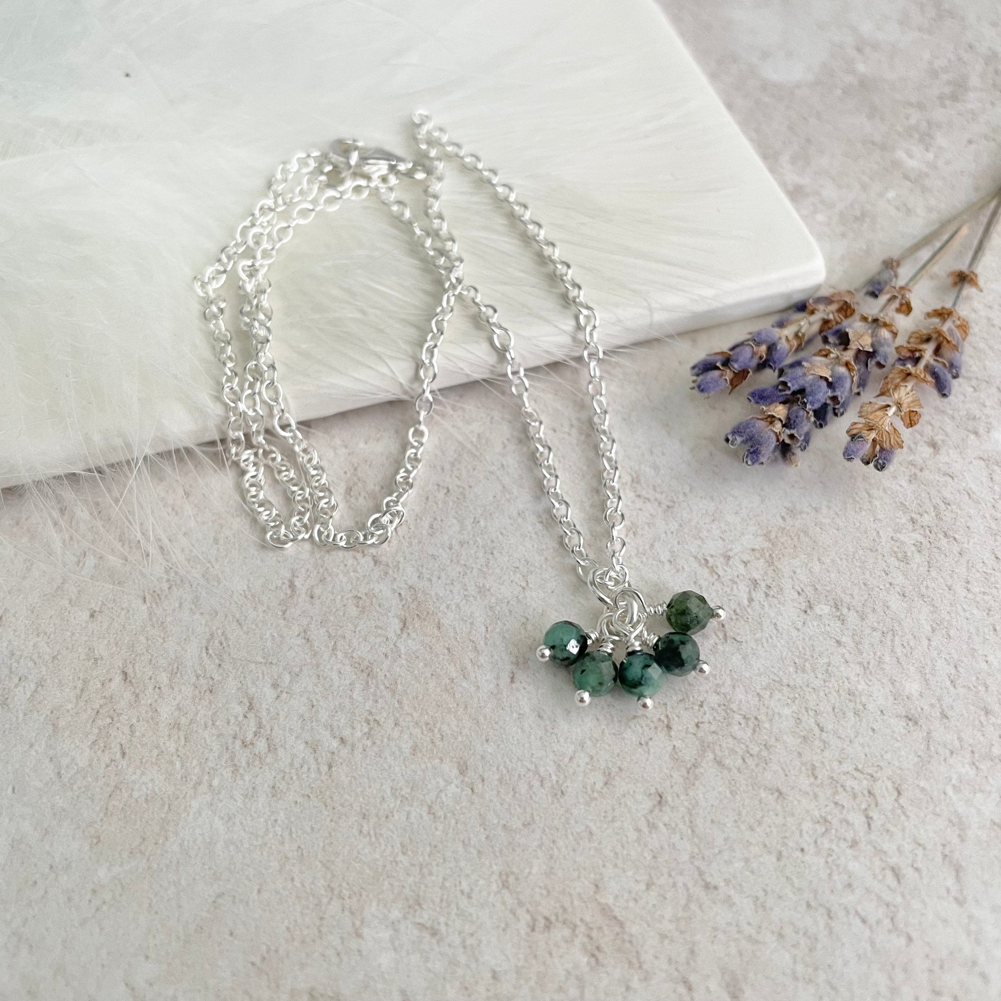 Dainty Emerald Necklace, May Birthstone