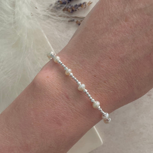 Sterling Silver and Pearl Bracelet, June Birthstone Pearl Jewellery