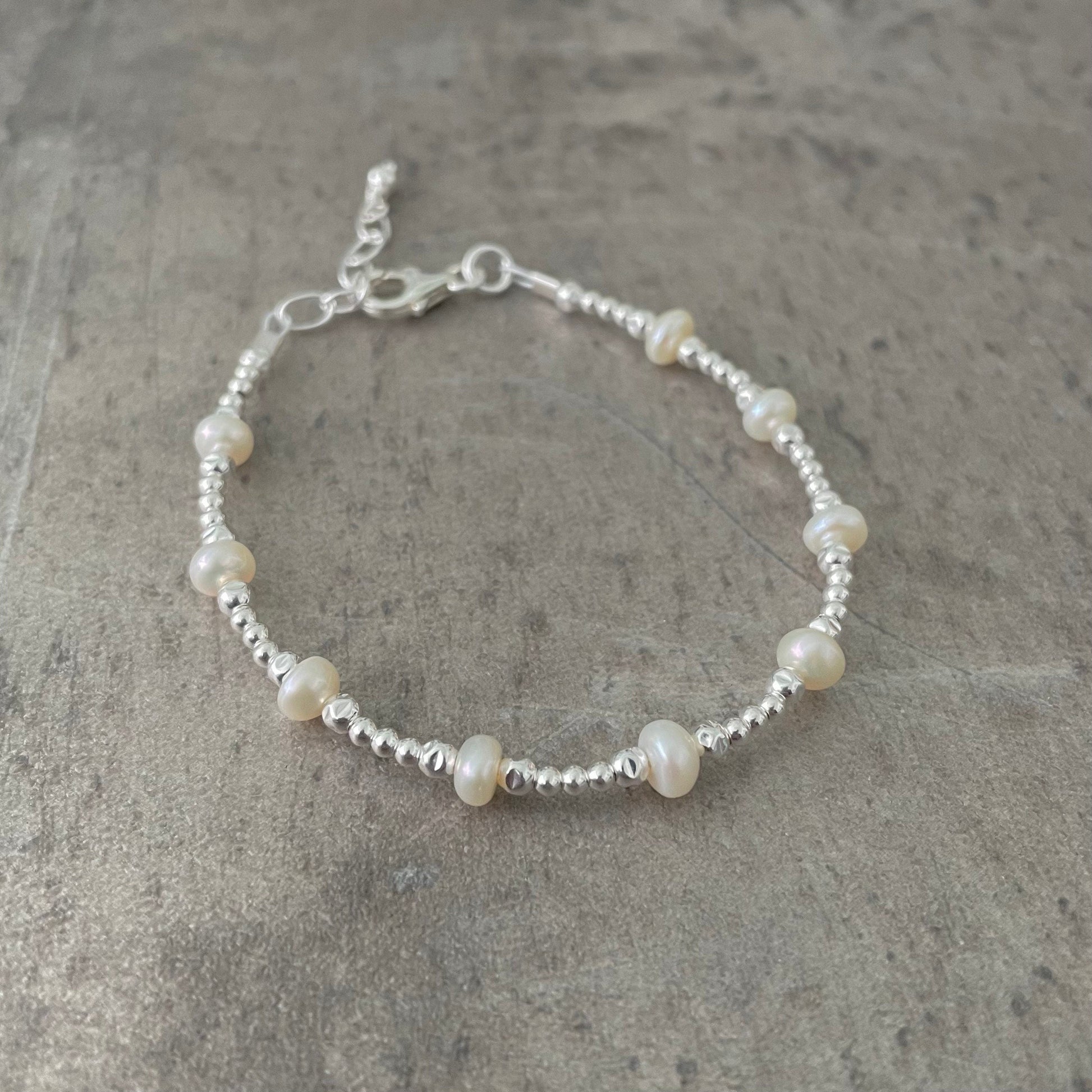 Sterling Silver and Pearl Bracelet, June Birthstone Pearl Jewellery