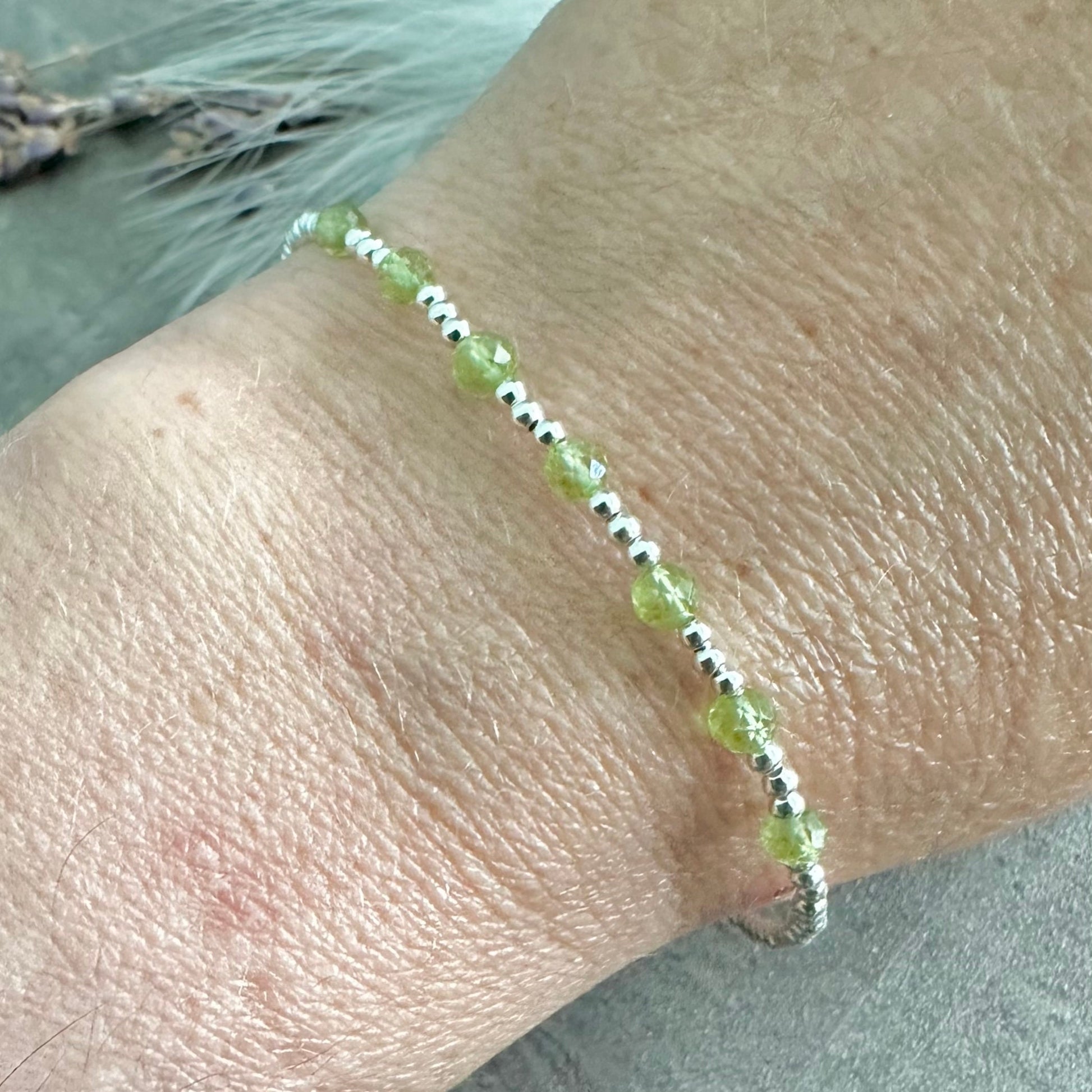 August Birthstone Sterling Silver Peridot Bracelet