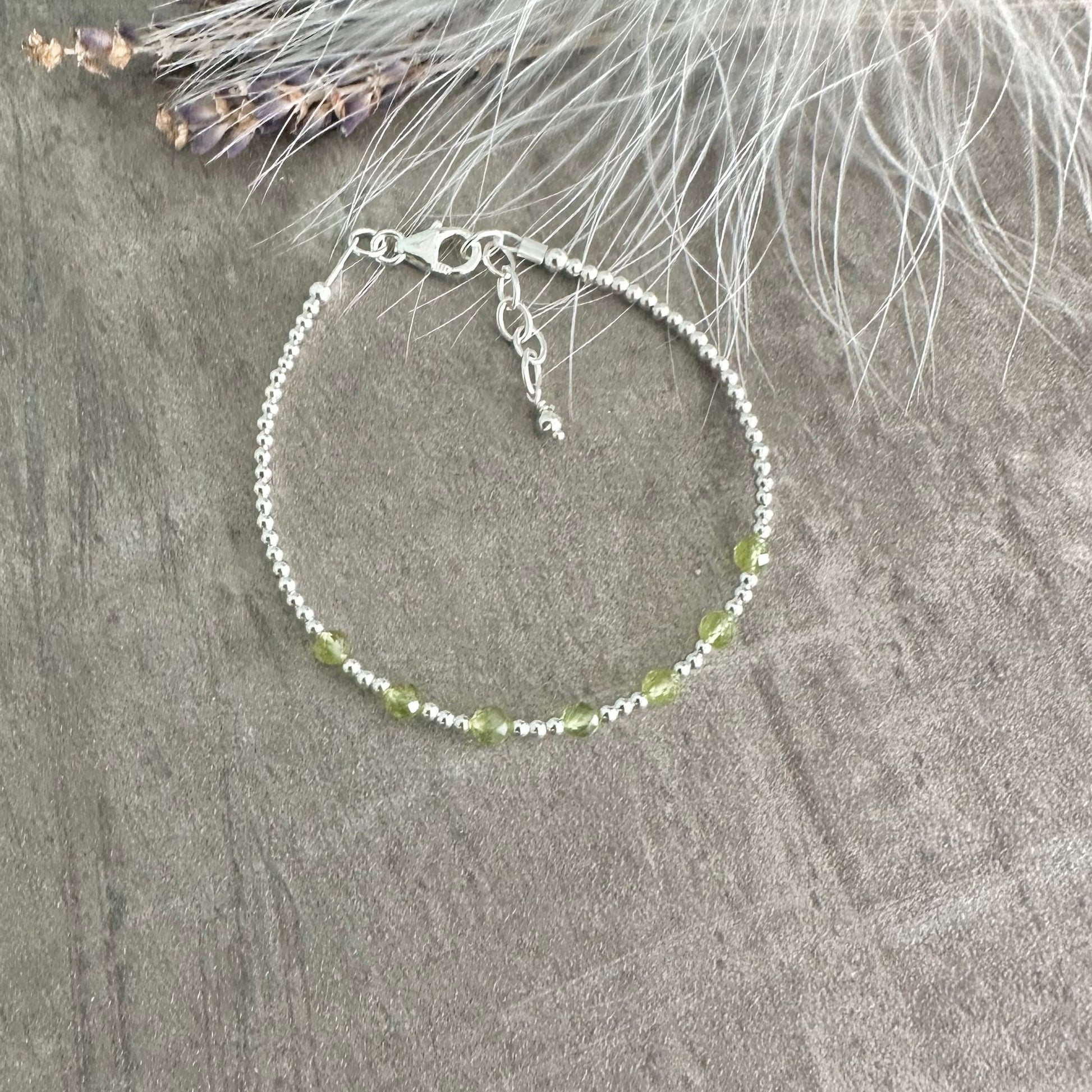 August Birthstone Sterling Silver Peridot Bracelet