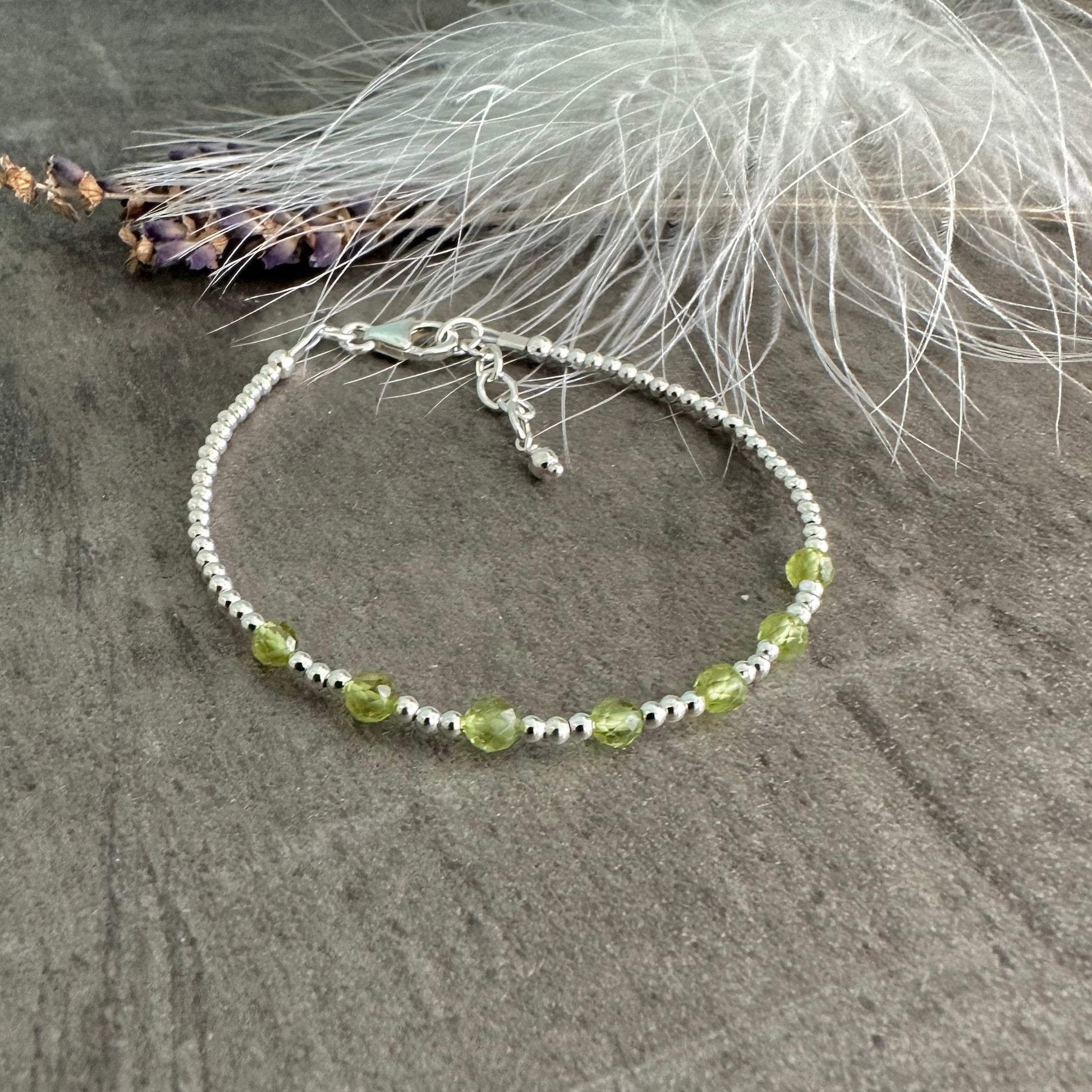 August Birthstone Sterling Silver Peridot Bracelet