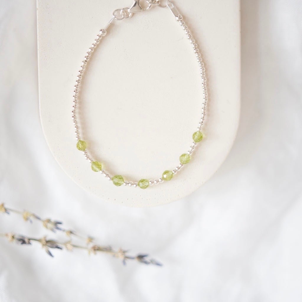 August Birthstone Sterling Silver Peridot Bracelet