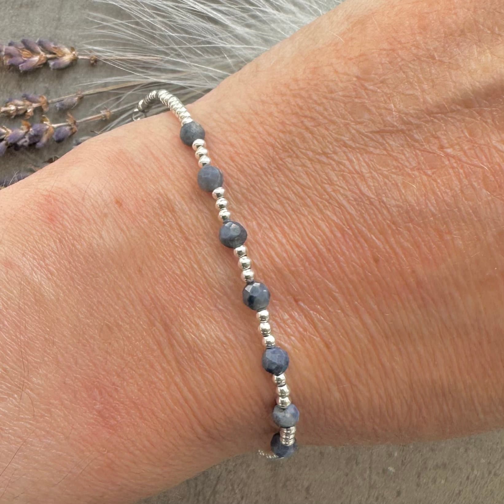 September Birthstone Sapphire Sterling Silver Bracelet,