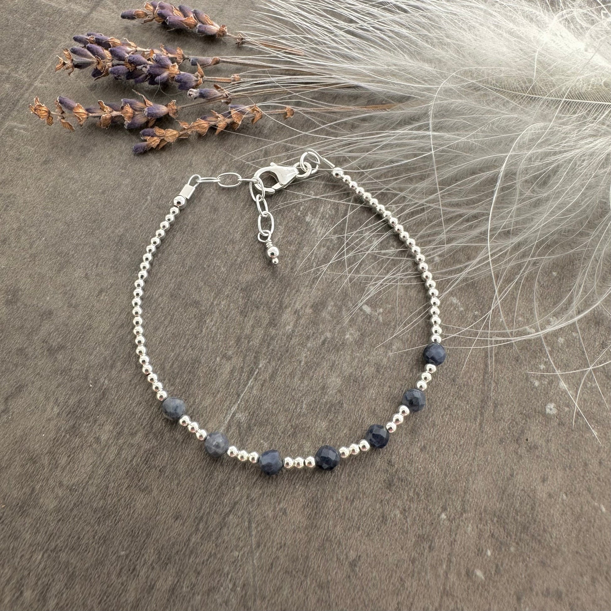 September Birthstone Sapphire Sterling Silver Bracelet,