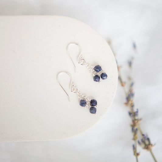 Sterling Silver Sapphire September Birthstone Earrings, Cascade Earrings