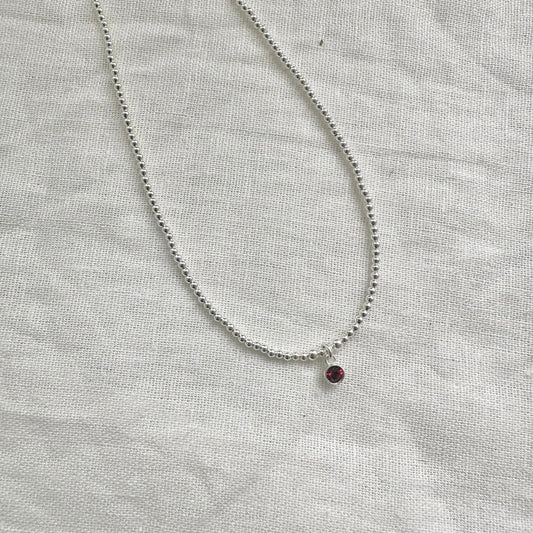 Dainty Crystal Birthstone Necklace in Sterling Silver