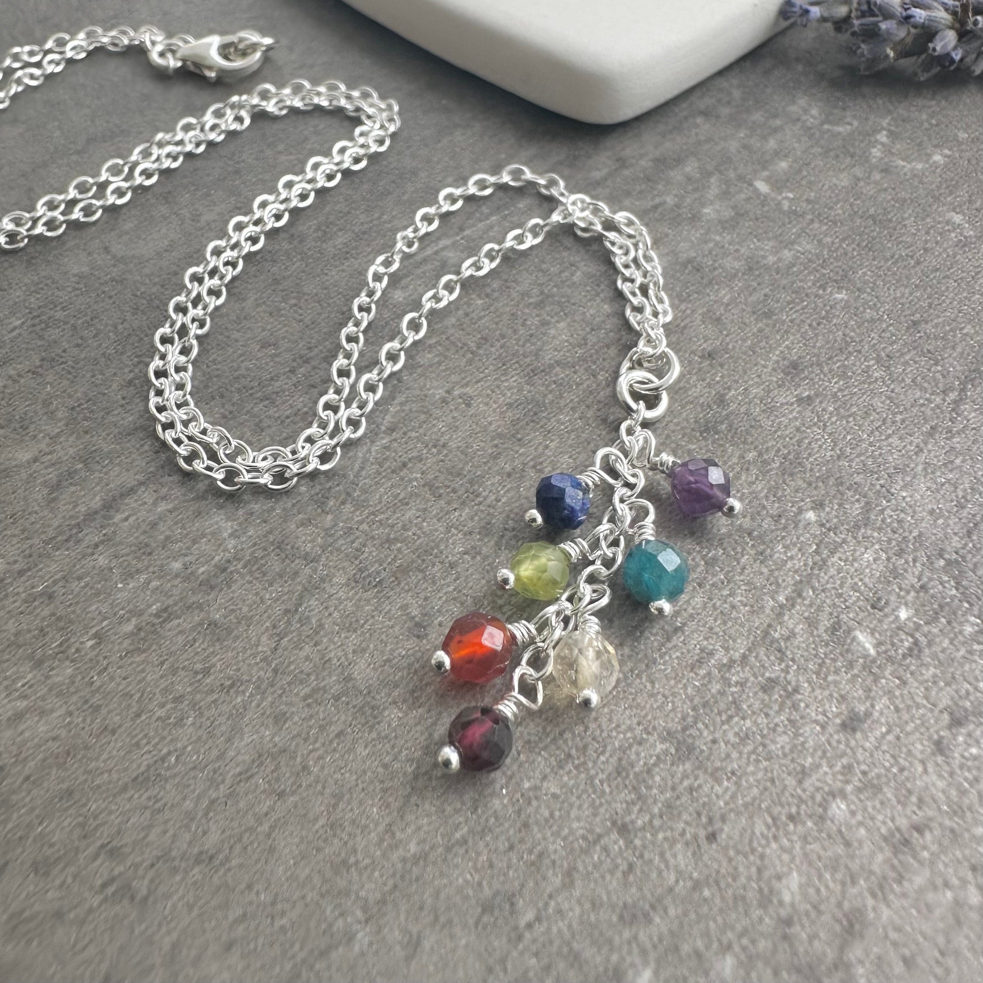 Rainbow Pendant Necklace, Gemstone Jewellery