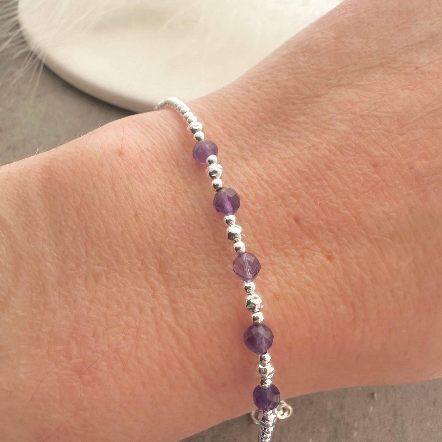 February Birthstone Amethyst Bracelet in sterling silver birthday gift for women