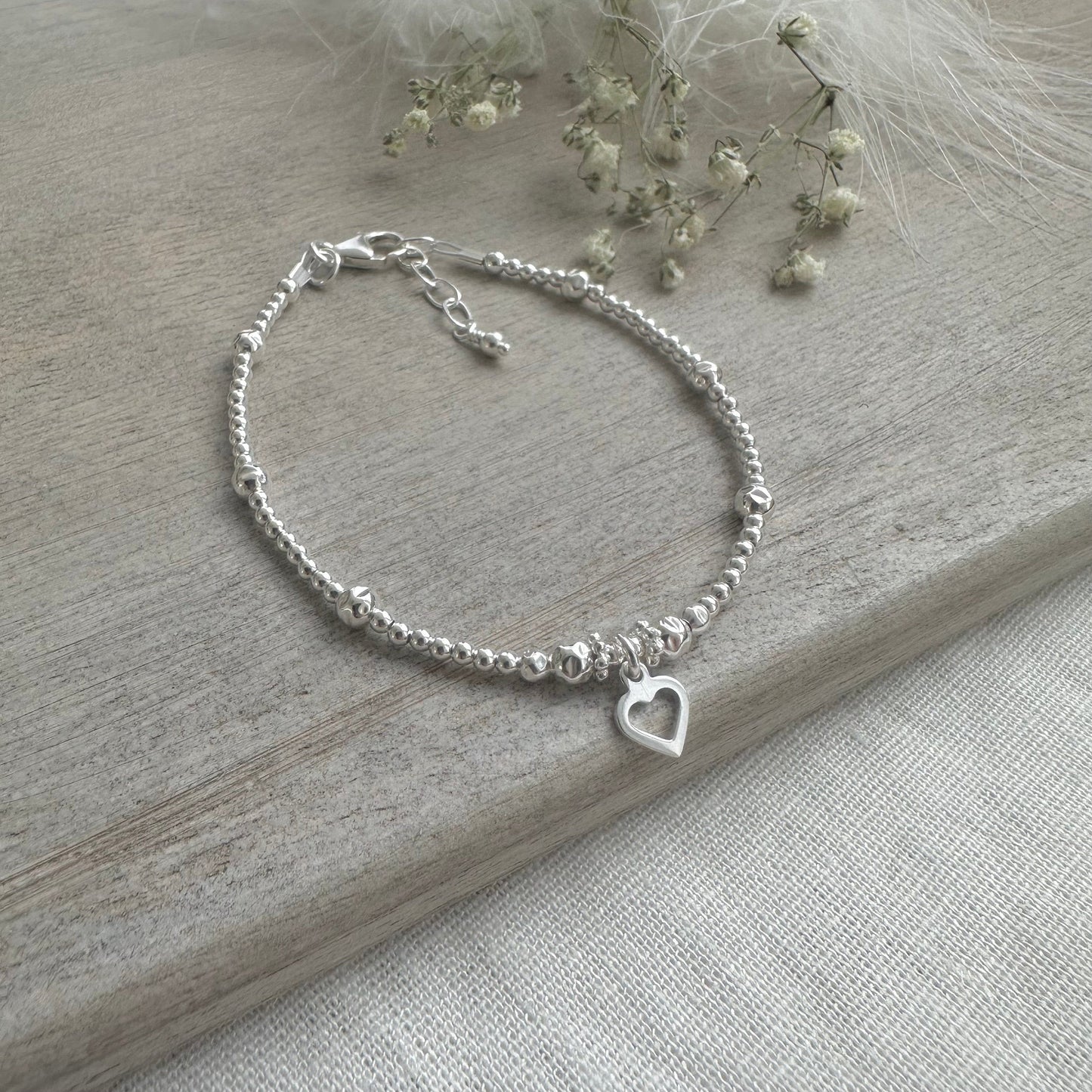 A Dainty Love Heart Charm Bracelet, Bracelet for Wife Girlfriend