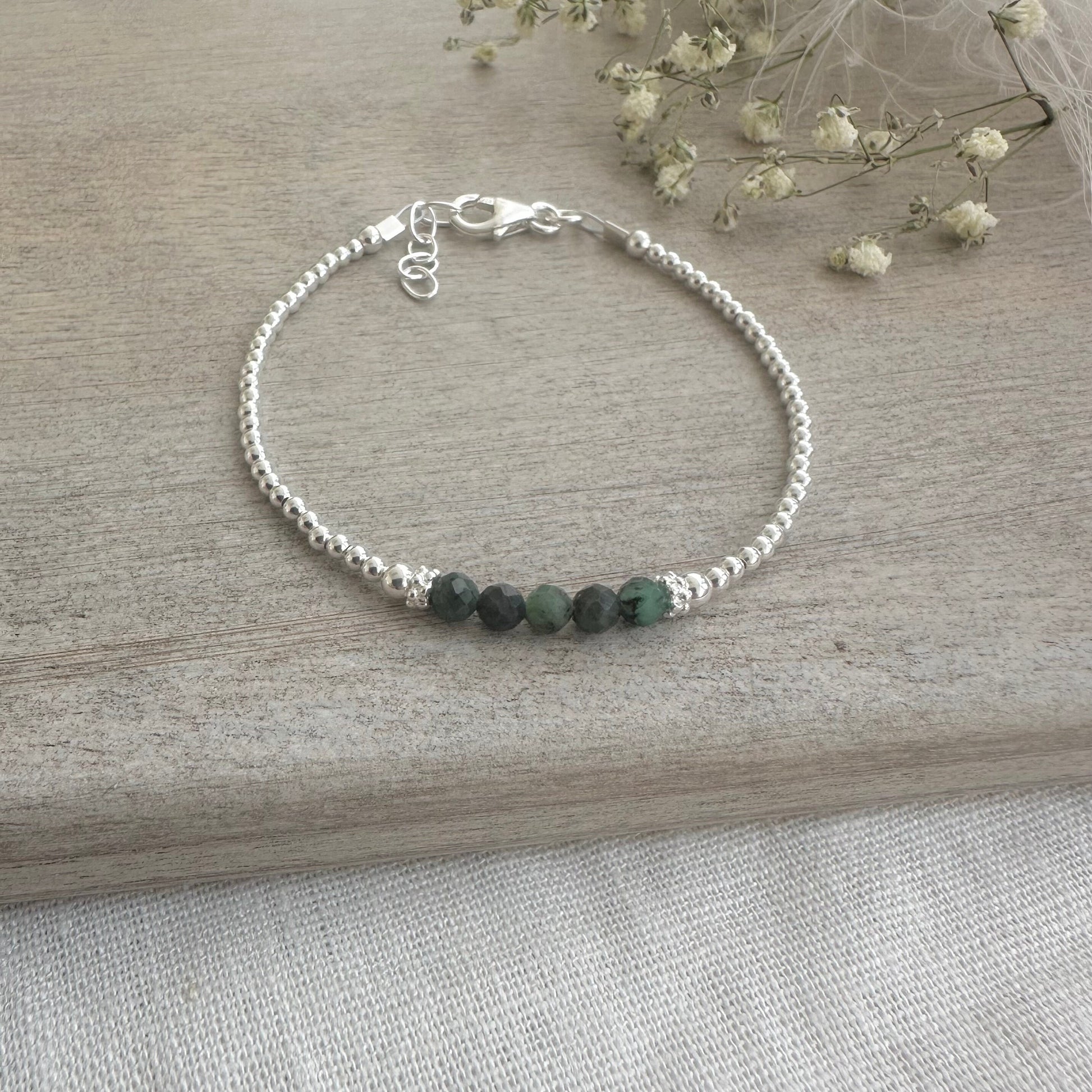 Green Emerald Bracelet, May Birthstone