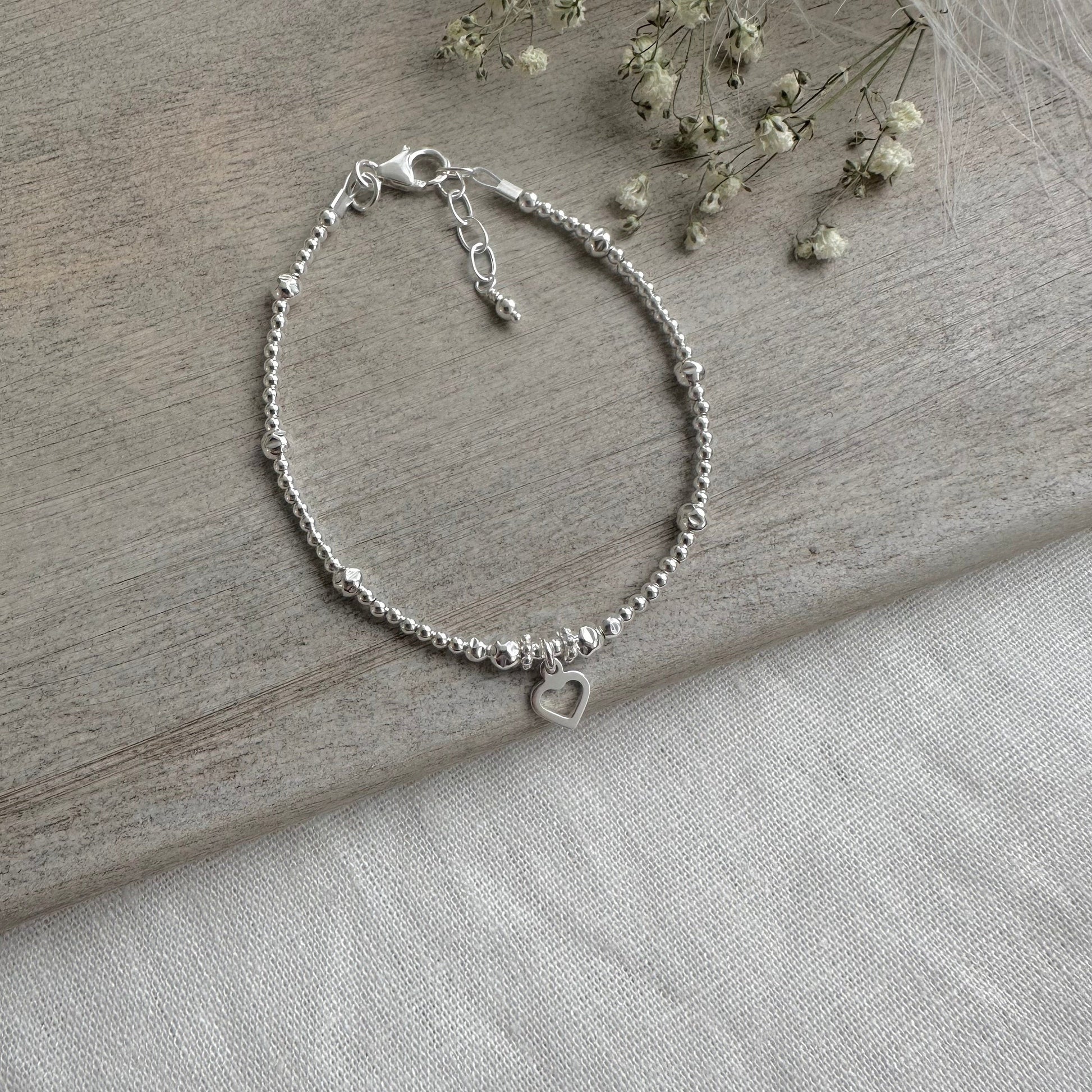 A Dainty Love Heart Charm Bracelet, Bracelet for Wife Girlfriend