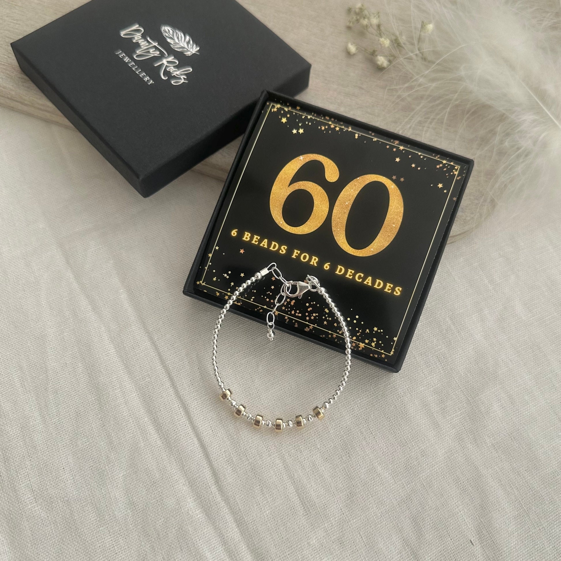 6 Decade Bracelet 60th Birthday Jewellery Gift for Her in Sterling Silver