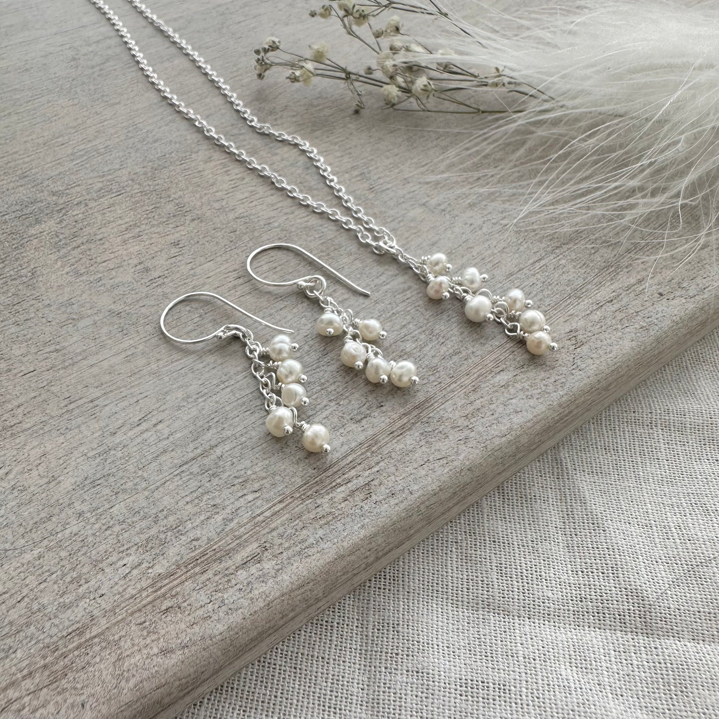 Dainty Ivory Pearl Drop Earrings for birthday, June Birthstone and Sterling Silver Made to order jewellery gift for women