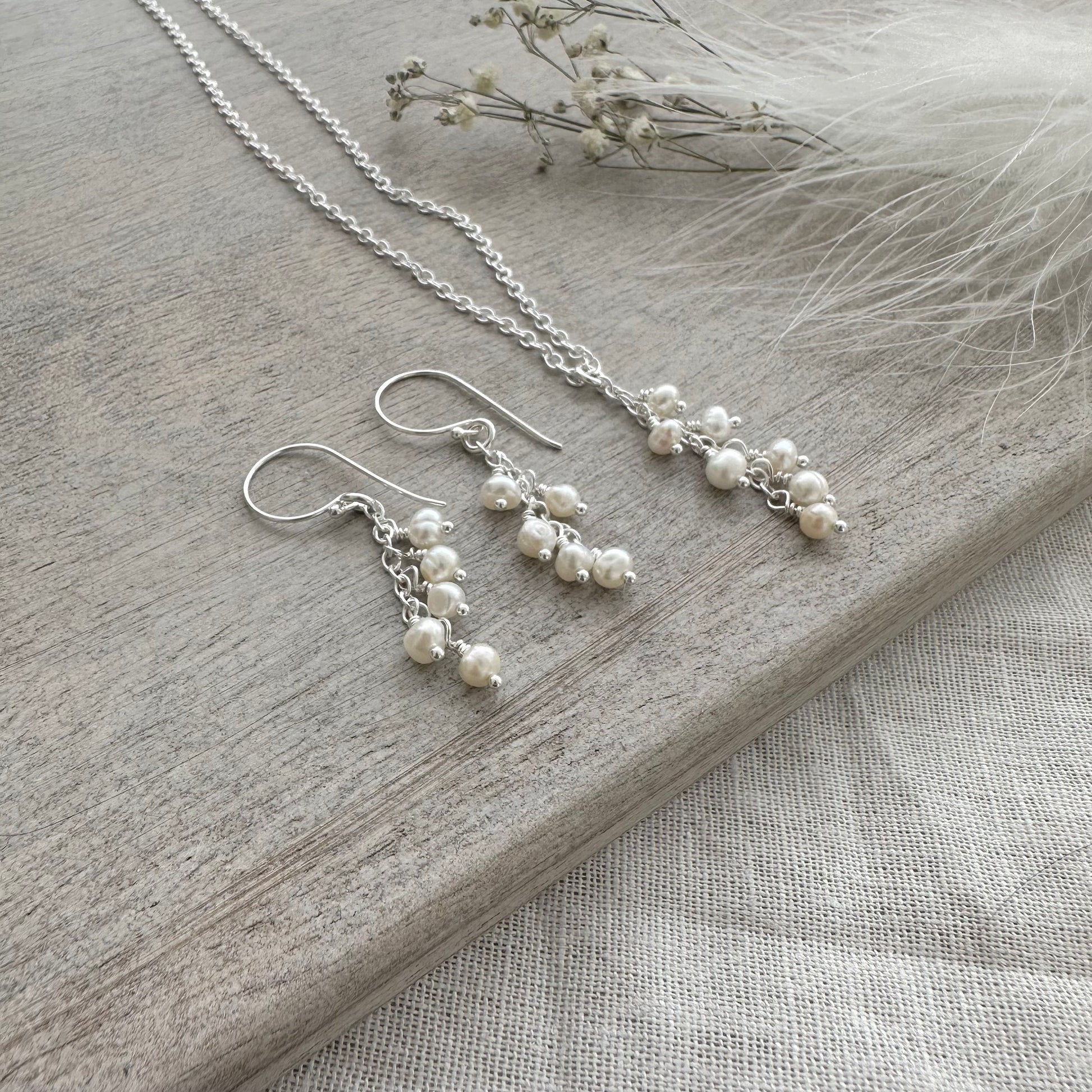 Dainty Ivory Pearl Drop Earrings for birthday, June Birthstone and Sterling Silver Made to order jewellery gift for women