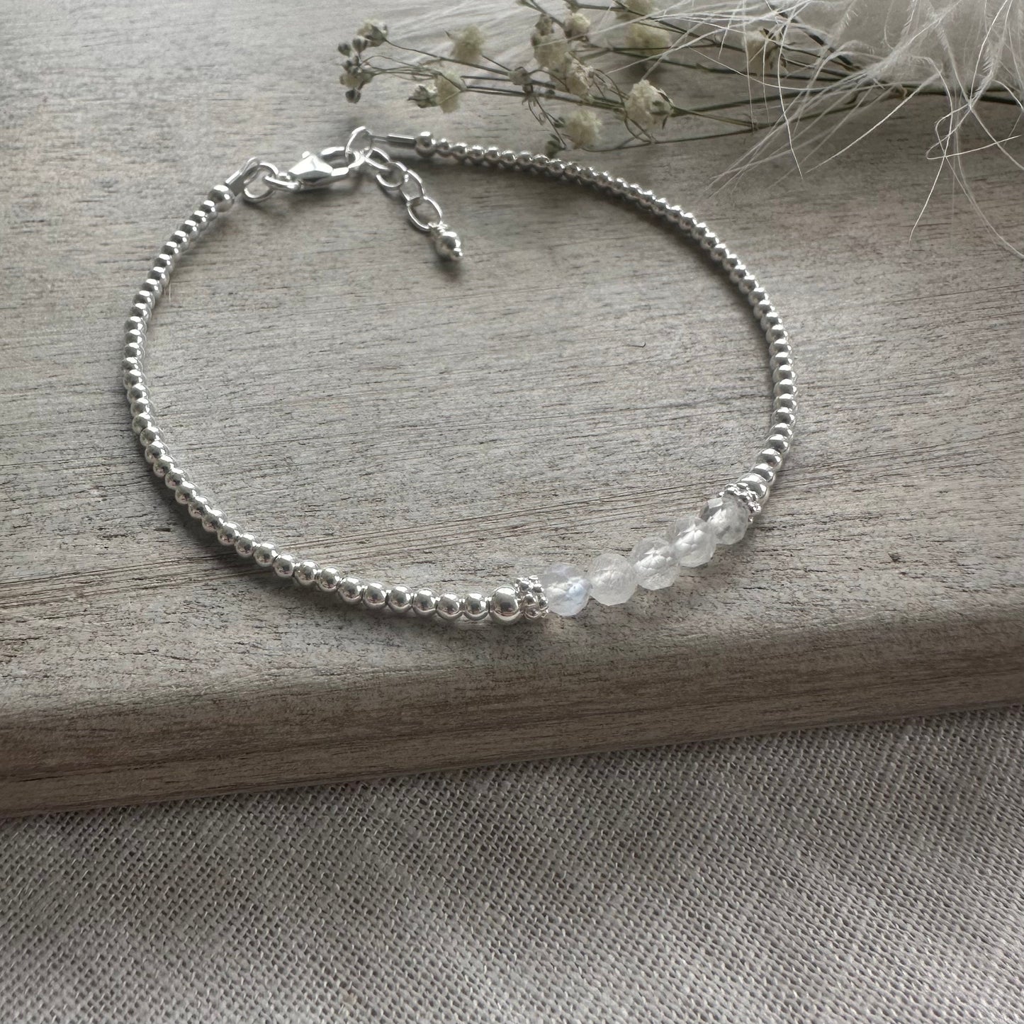 Rainbow Moonstone Bracelet, June Birthstone