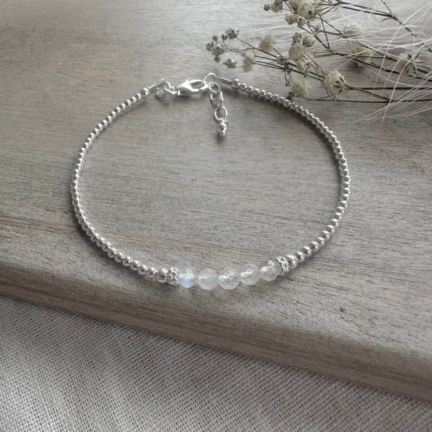 Rainbow Moonstone Bracelet, June Birthstone