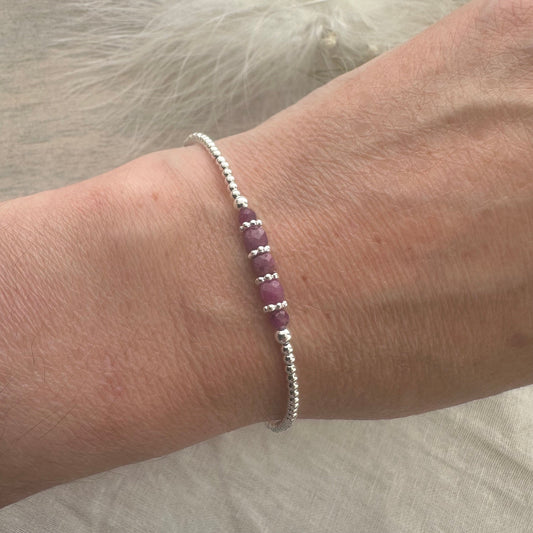 July Birthstone Bracelet, Ruby Bracelet