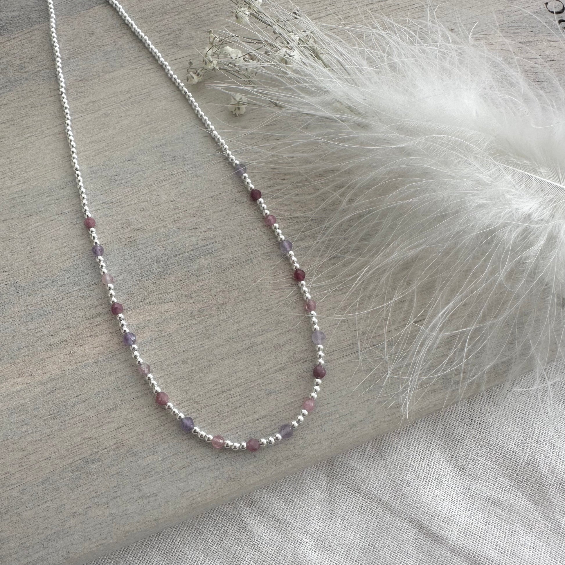 Beautiful gemstone and sterling silver colourful necklace, perfect for summer holidays