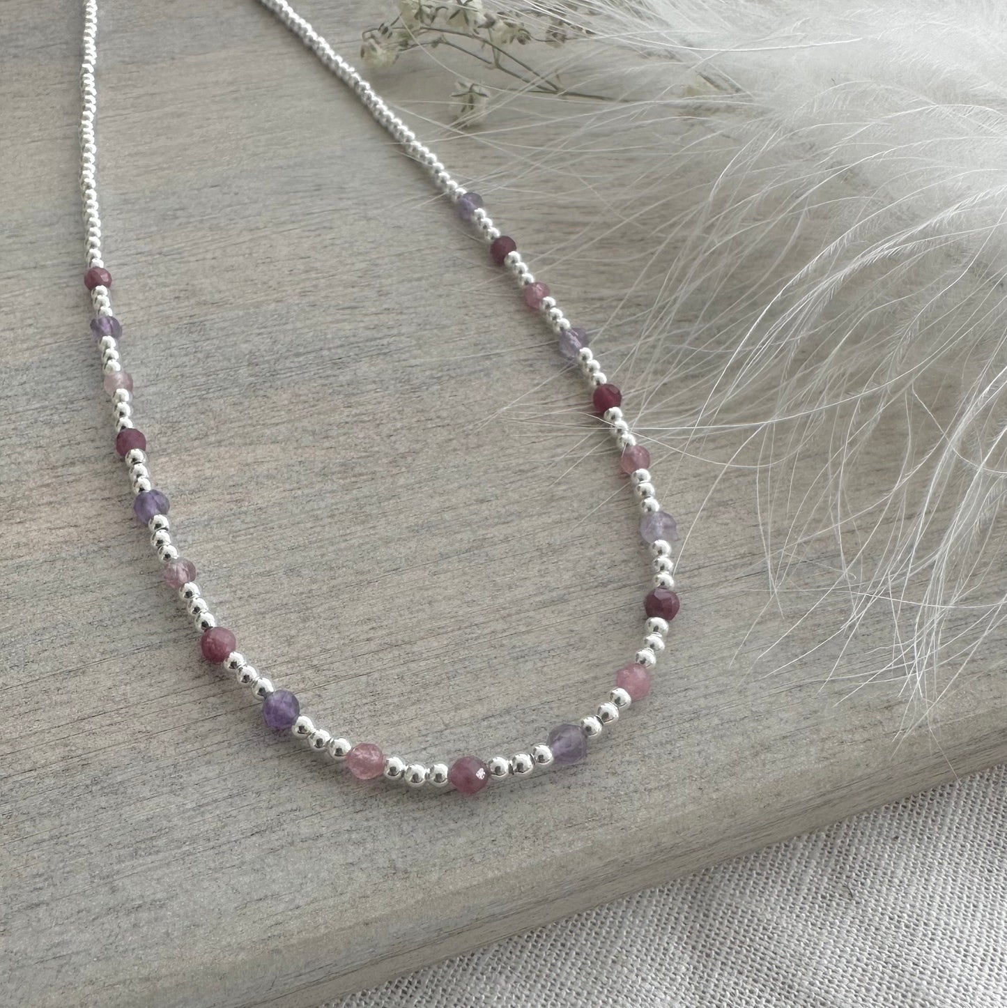 Beautiful gemstone and sterling silver colourful necklace, perfect for summer holidays