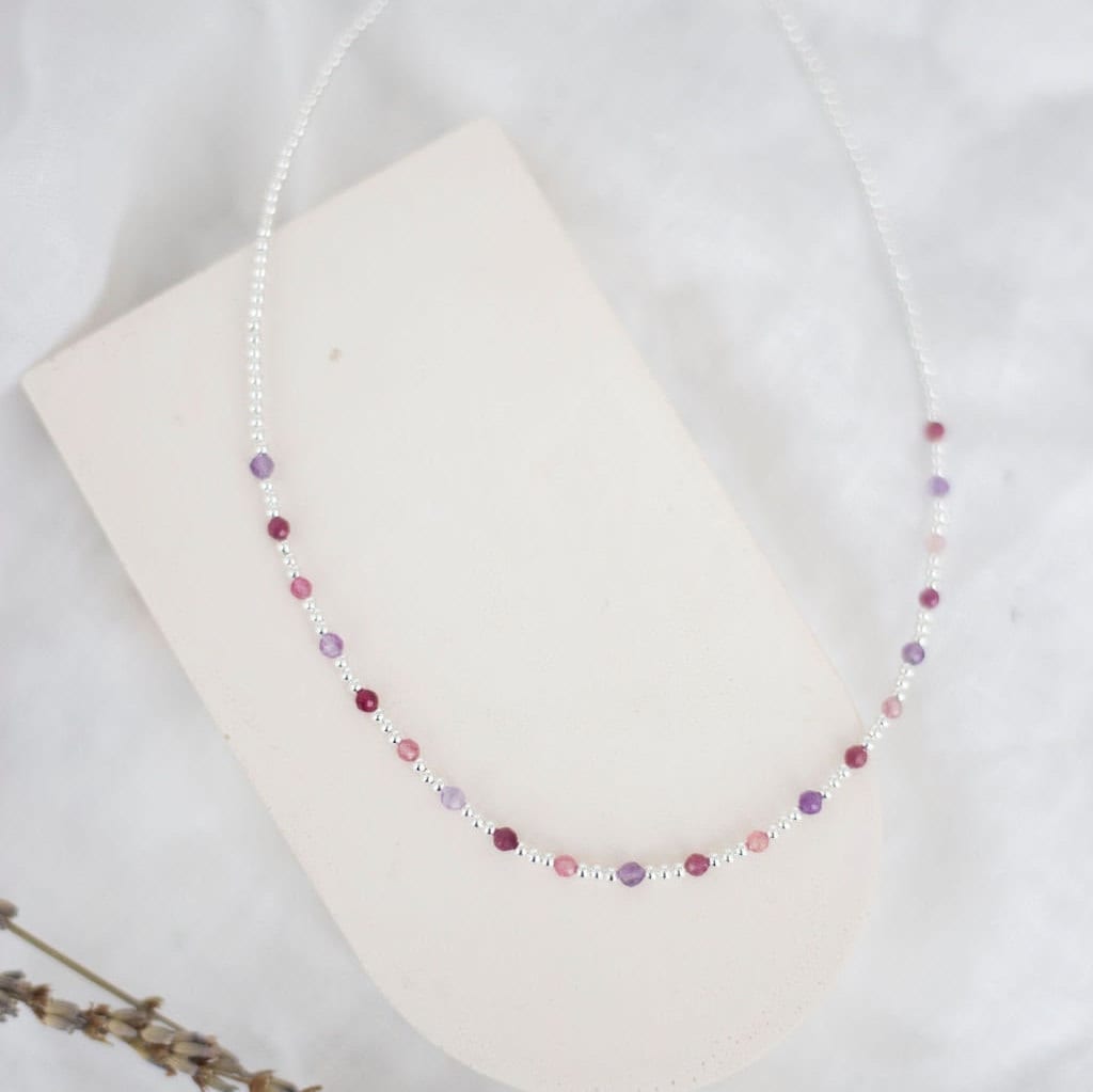 Beautiful gemstone and sterling silver colourful necklace, perfect for summer holidays