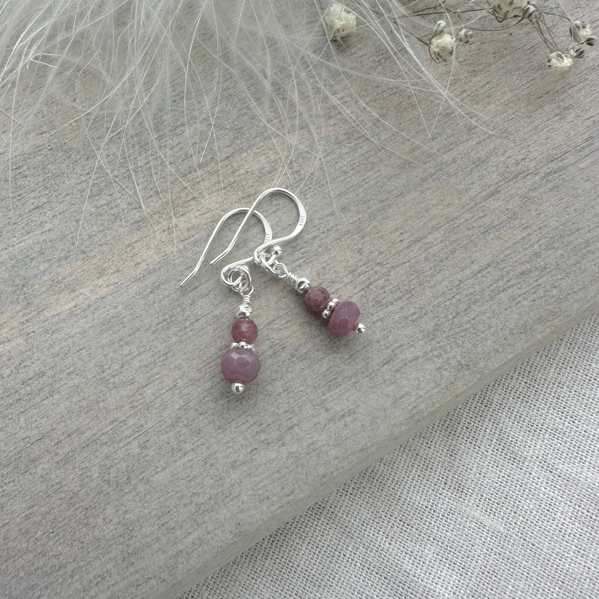 July Birthstone Ruby Earrings, Ruby Jewellery