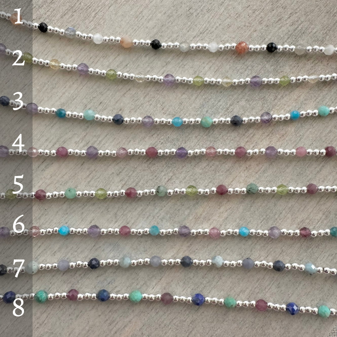 Gemstone Anklet for Summer, Sterling Silver colourful ankle bracelet for summer holidays