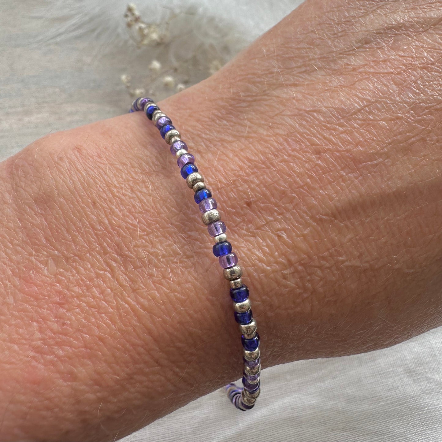 Blue Purple Colours Bracelet with seed beads