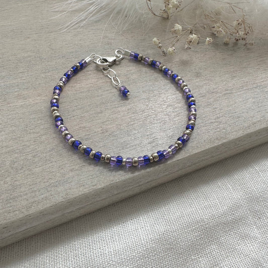 Blue Purple Colours Bracelet with seed beads