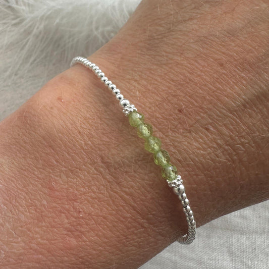 Dainty Peridot Bracelet, August Birthstone