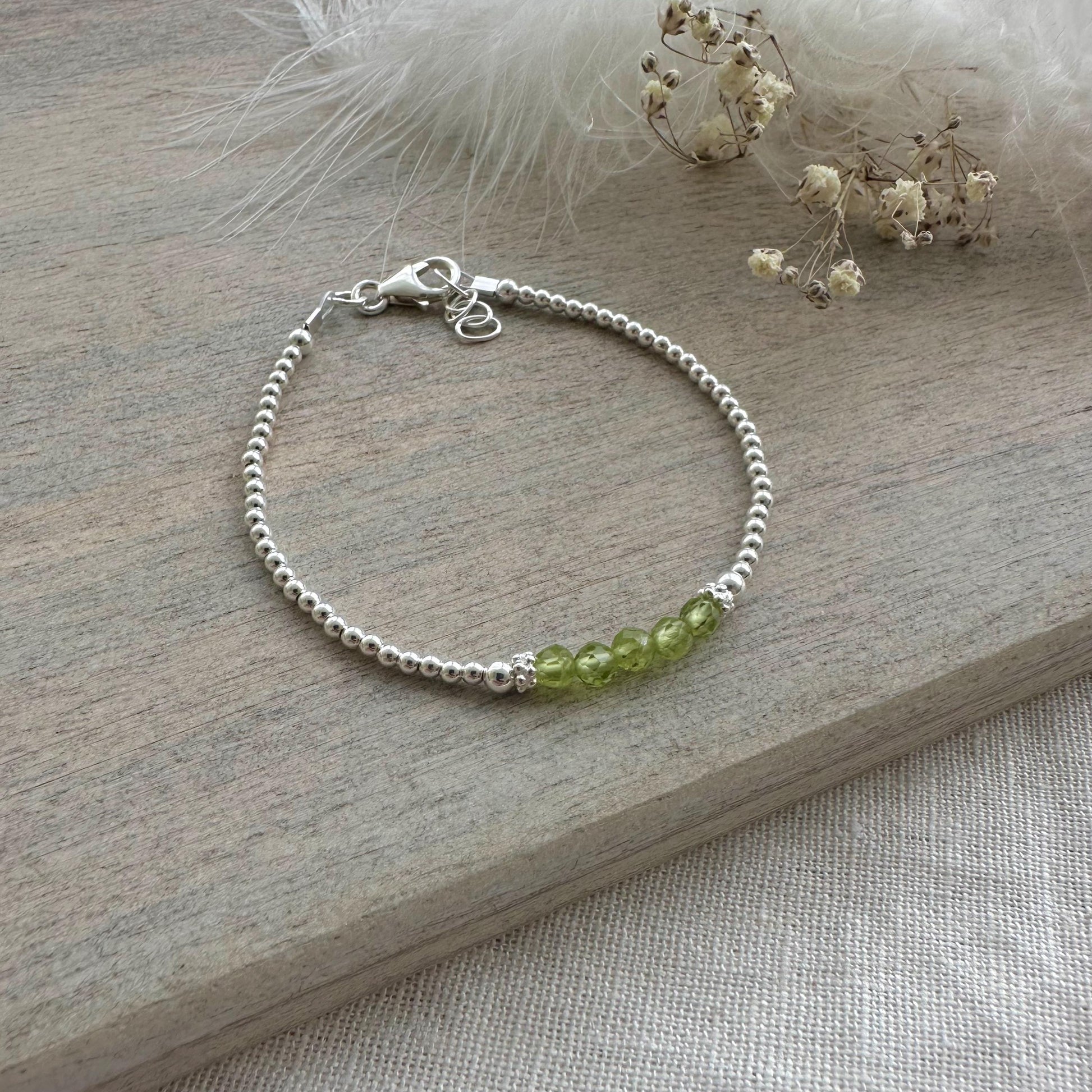 Dainty Peridot Bracelet, August Birthstone