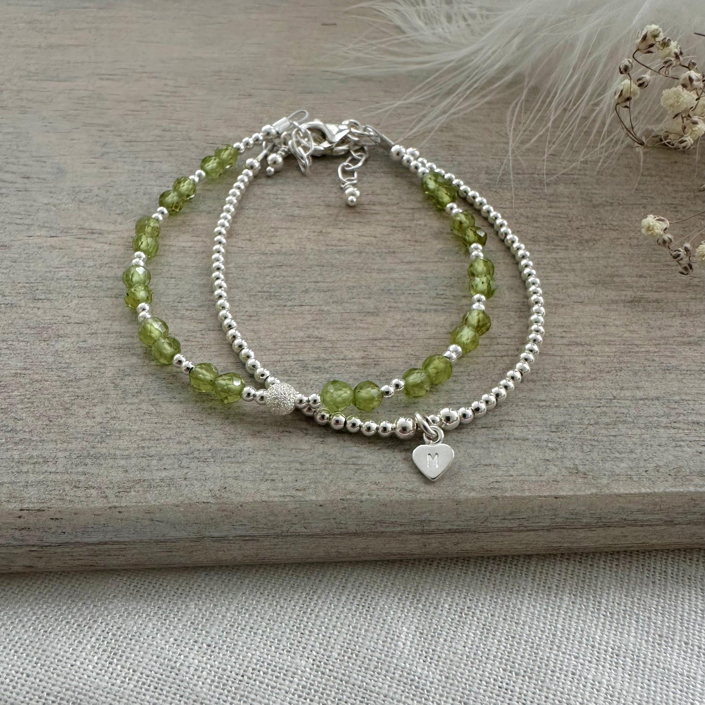 Set of Peridot Bracelets, August Birthstone, Stacking Bracelet Set