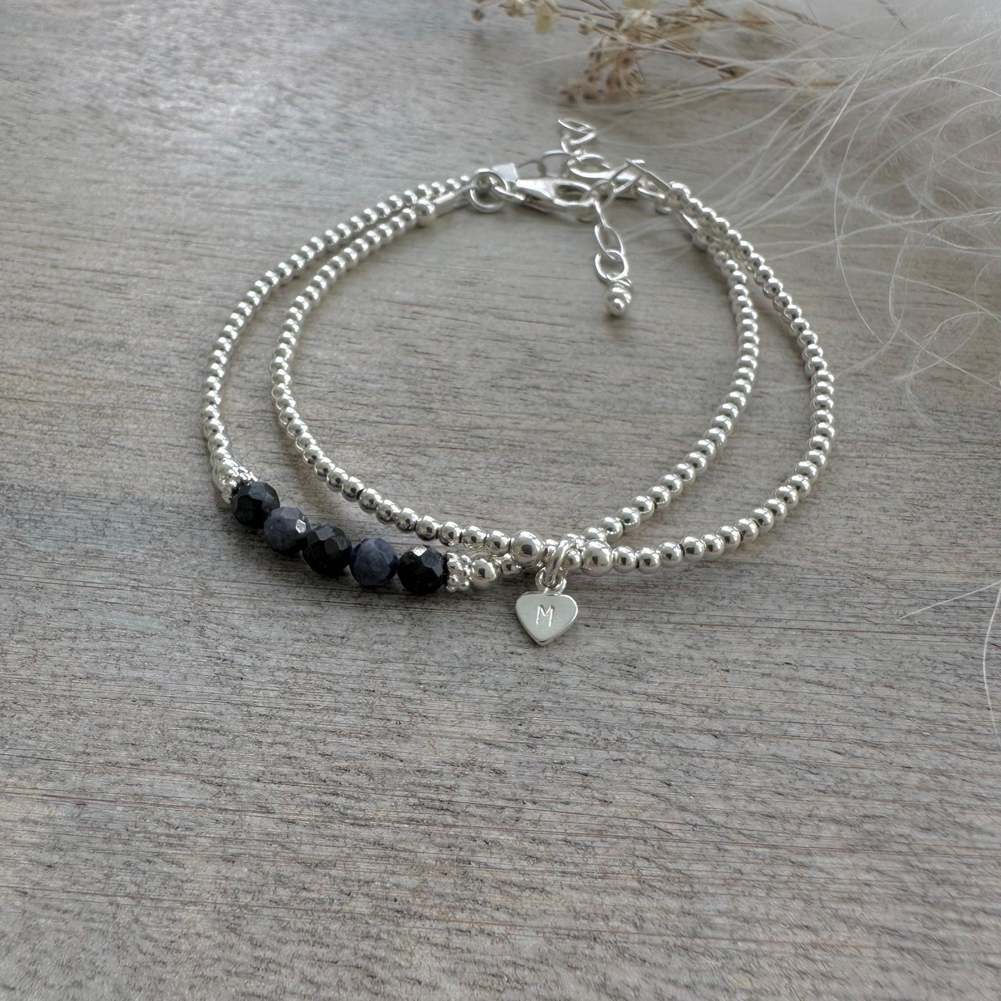 Personalised Sapphire Bracelet Set, September Birthstone Jewellery