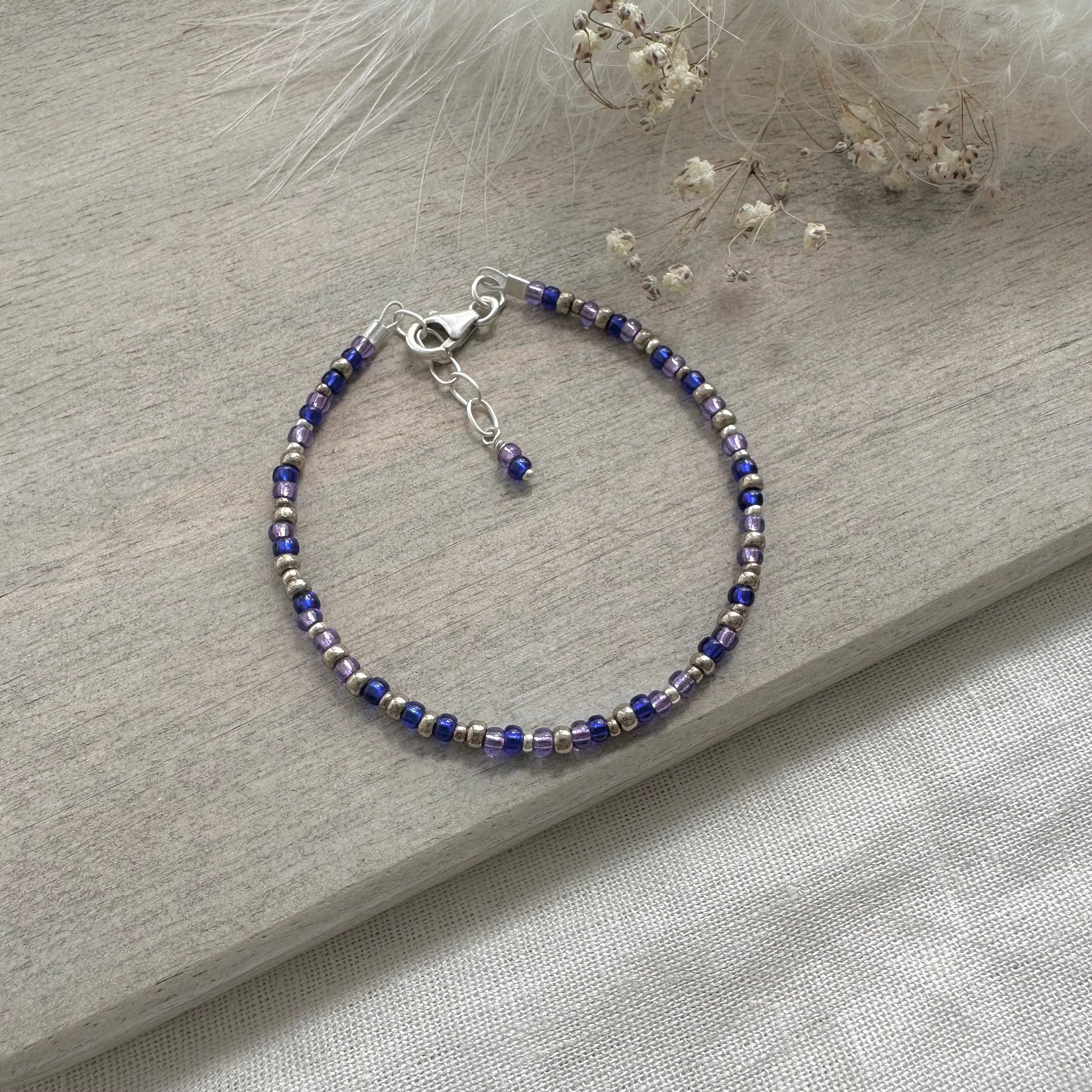 Blue Purple Colours Bracelet with seed beads