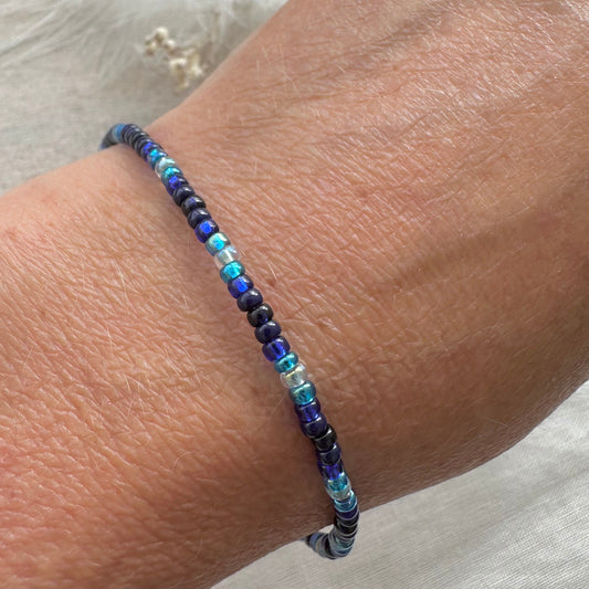 Blue Shaded Colours Bracelet with seed beads