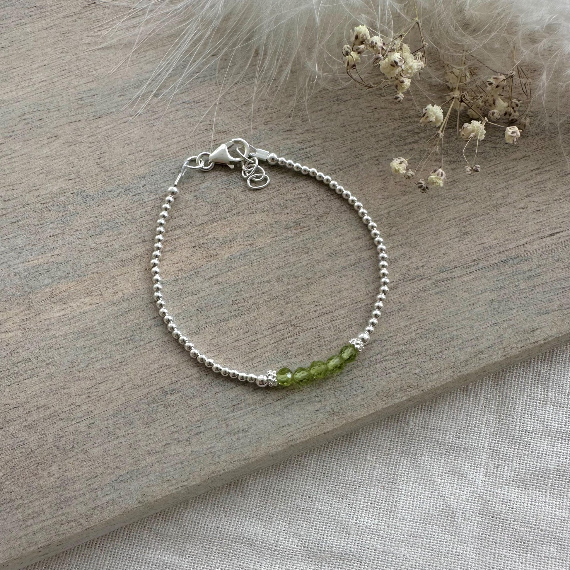 Dainty Peridot Bracelet, August Birthstone